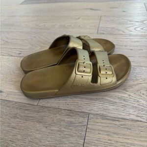 Gold Slide Sandals